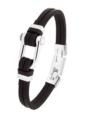 s.Oliver Perlenarmband "S.Oliver Armband Herren 2033929 Edelstahl, Leder"