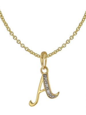 trendor Kette mit Anhänger "Buchstaben-Anhänger A Gold 333/8K mit vergoldeter Silberkette"