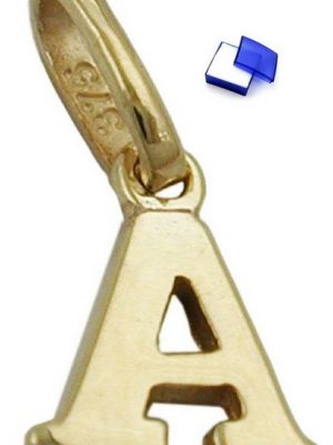 unbespielt Buchstabenanhänger "Anhänger Kettenanhänger für Halskette Unisex Buchstabe A 375 Gold 9 kt 8 x 6.5 mm", Goldschmuck für Damen und Herren