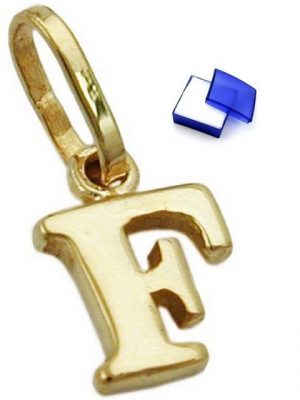 unbespielt Buchstabenanhänger "Kettenanhänger Anhänger Buchstabe F aus 375 Gold 9 Karat 8 x 5,5 mm inklusive Schmuckbox", Goldschmuck für Damen und Herren