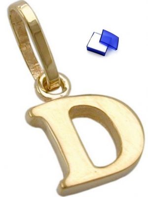 unbespielt Buchstabenanhänger "Schmuck Kettenanhänger Anhänger Buchstabe D aus 375 Gold 9 Karat 8 x 6 mm", Goldschmuck für Damen