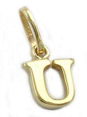 unbespielt Buchstabenanhänger "Schmuck Kettenanhänger Anhänger Buchstabe U aus 375 Gold 8 x 6 mm", Goldschmuck für Damen und Herren
