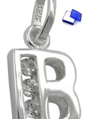 unbespielt Buchstabenanhänger "Unisex Kettenanhänger Anhänger Buchstabe B glänzend mit Zirkonias aus 925 Silber 10 x 7 mm", Silberschmuck für Damen und Herren