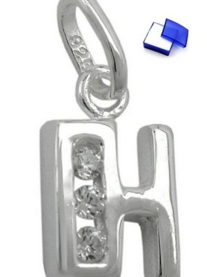 unbespielt Buchstabenanhänger "Unisex Kettenanhänger Anhänger Buchstabe H glänzend mit Zirkonias aus 925 Silber 8 x 7 mm", Silberschmuck für Damen und Herren