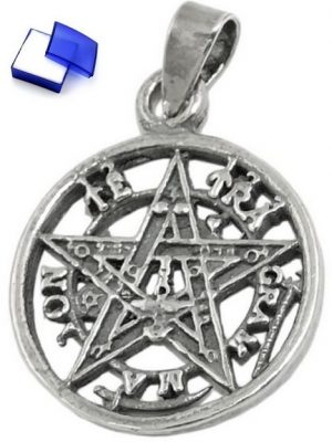 unbespielt Kettenanhänger "Kettenanhänger Anhänger Pentagramm Amulett geschwärzt 925 Silber 15 mm inkl. kleiner Schmuckbox", Silberschmuck für Damen und Herren