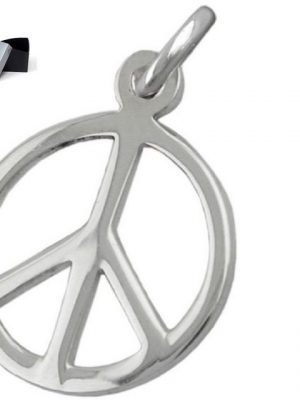 unbespielt Kettenanhänger "Schmuck Kettenanhänger Anhänger Peace Zeichen 925 Silber Abmessung 20 x 16 mm inklusive kleiner Schmuckbox", Silberschmuck für Damen und Herren