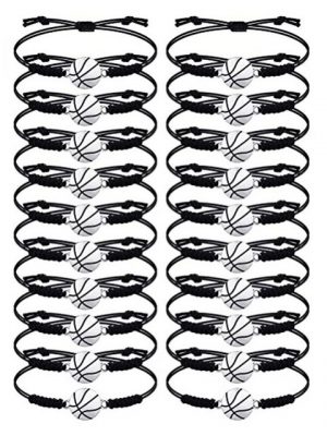 zggzerg Armband Set "20 Stück Basketball-Armbänder, verstellbares Basketball-Armband, geflochtenes Armband mit Anhänger für Mädchen, Frauen, Männer, Teenager, Basketballspieler"