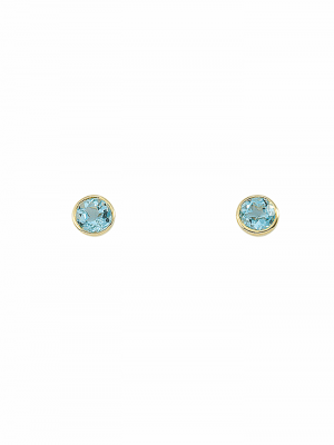 1 Paar 585 Gold Ohrringe / Ohrstecker mit Aquamarin Ø 5,8 mm 1001 Diamonds Blau