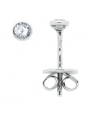 1 Paar 585 Weißgold Ohrringe / Ohrstecker mit Diamant / Brillant Ø 3,4 mm 1001 Diamonds Silber