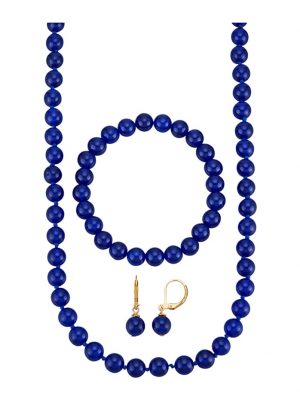 3tlg. Schmuck-Set mit Jade Blau
