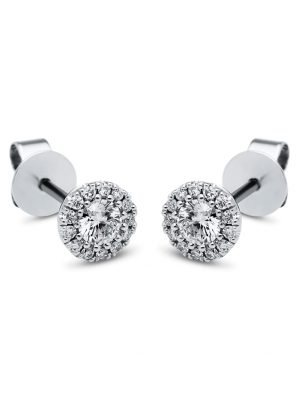 585 Weißgold Gold Ohrringe / Ohrstecker mit 28 Brillant Diamanten - 0,26 ct 1001 Diamonds Silber
