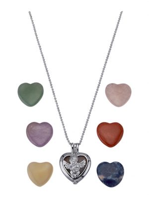 9tlg. Schmuck-Set mit Edelsteinen Silberfarben