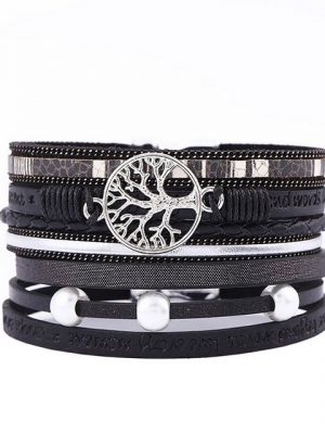 AcserGery Armband Set "Lebensbaum Armband für Damen, Wickelarmband mit Perlen"