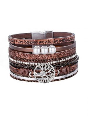 AcserGery Armband Set "Lebensbaum Armband für Damen, Wickelarmband mit Perlen"