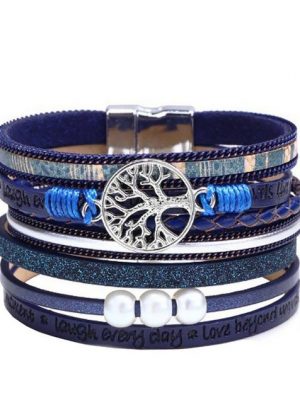 AcserGery Armband Set "Lebensbaum Armband für Damen, Wickelarmband mit Perlen"