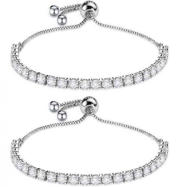 AcserGery Bettelarmband "Sterling Silber Armband Damen mit Shining 5A Zirkonia Kristall Muttertag Hochzeit Geschenk mit Box für Freundin Mutter Ehefrau Brautjungfern, S925 Glänzender Diamant Verstellbares Armband"