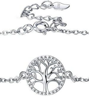 AcserGery Charm-Armband "Damenarmband Lebensbaum aus Sterlingsilber zum Geburtstag Muttertag, verstellbar 16+3cm"