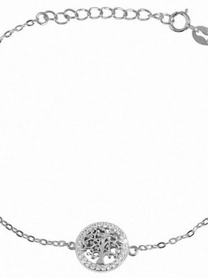 Adelia's Silberarmband "Armband Lebensbaum aus 925 Silber mit Zirkonia"