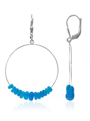 Äthiopischer Blauer Opal-Silberohrringe (Maigold Kreativ)