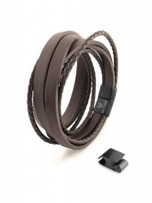 Akitsune Armband "Dark Matter Kunstleder Armband - Schwarz Braun 21cm"