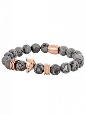 Akitsune Armband "Obsidius Beaded Armband Rosegold - Grau 18cm"