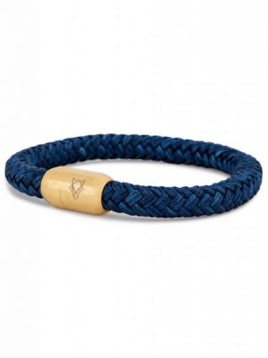 Akitsune Armband "Portus Segeltau-Armband Mattgold - Navyblau 18cm"