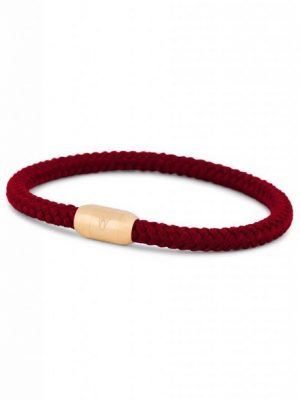 Akitsune Armband "Silvus Nylonarmband - Mattgold - Maroon 21,50cm"