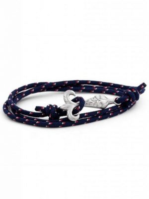 Akitsune Armband "Vulpes Maritimes Armband Doppel Gewickelt Silber - Navyblau-Weiß-Rot"