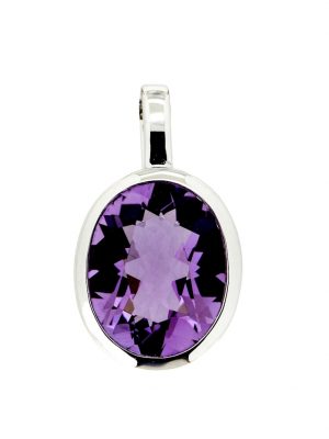 Anhänger 585/- Gold Amethyst lila 1,7cm Glänzend Orolino Silbergrau