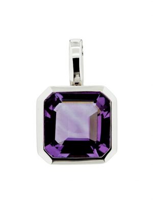 Anhänger 585/- Gold Amethyst lila 1,8cm Glänzend Orolino Silbergrau