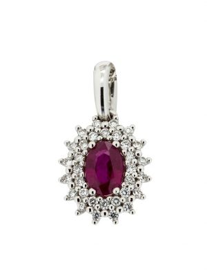 Anhänger 585/- Gold Rubin rot Rubin 1,8cm Glänzend 0,16ct. Orolino Weiß