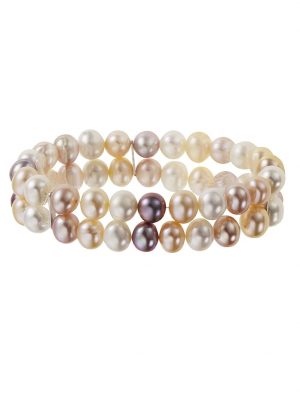 Armband 925/- Sterling Silber Perle bunt 19cm Rhodiniert ZEEme Mehrfarbig