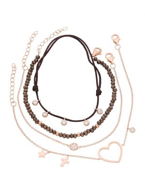Armband Armbänder 4-teilig, Kristallsteine und Zirkonia, Silber 925 Smart Jewel Braun
