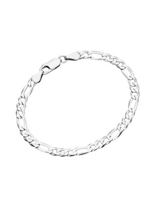 Armband Figarokette 3/1 diamantiert, massiv, Silber 925 Smart Jewel Silber