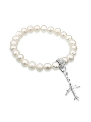 Armband Flugzeug Perlen Kristalle 925Er Silber Nenalina Silber