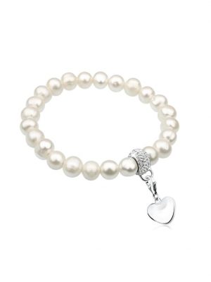 Armband Herz Symbol Perlen Kristalle 925 Silber Nenalina Silber