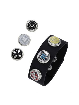 Armband Kunstlederarmband mit Druckknöpfen, Metall Jacques Charrel Mehrfarbig