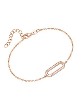 Armband mit ovalem Mittelteil, Zirkonia Steine, Silber 925 Smart Jewel Rosé vergoldet