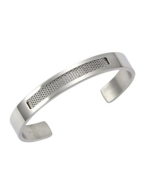 Armreif Edelstahl 21cm Rhodiniert ZEEme Silbergrau