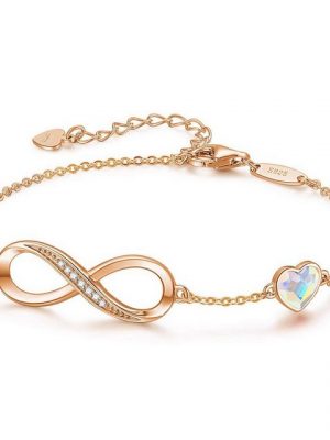 BEARSU Bettelarmband "Armband Damen 925 Sterling Silber Roségold Unendlichkeit Herz Armband Kristall Verstellbares Armband Valentinstag Muttertag Geburtstag Weihnachtsgeschenk für ihre weibliche Freundin Mama" (1-tlg)