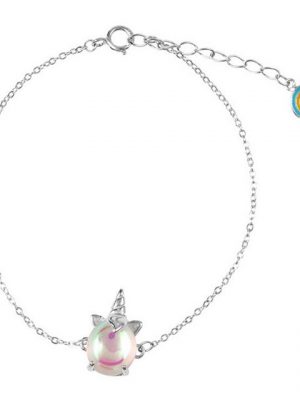BEARSU Bettelarmband "Regenbogen Einhorn Mädchen Armbänder Silber Hellrosa Armbänder für kleine Kinderschmuck Geschenke Geburtstagsfeier"