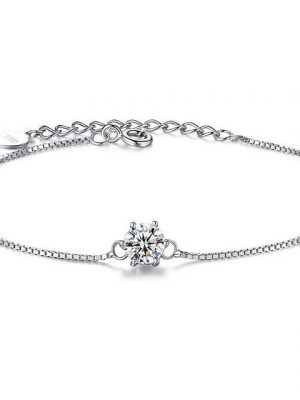 BEARSU Bettelarmband "Zirkonia Armband Damen 925 Sterling Silber, 23 cm Silber Armkette mit Zirkonia, verstellbar" (1-tlg)