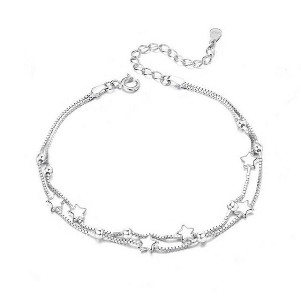 BEARSU Charm-Armband "Damen Armband Sternkette Armband 925 Armband Lagenarmband Charm Bead Armband Armband Verstellbares Freundschaftsarmband Geburtstagsgeschenk für Frauen" (1-tlg)