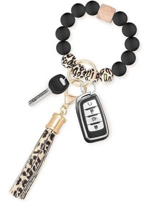 BEARSU Schlüsselanhänger "Schlüsselanhänger Frauen Armband Schlüsselbund Armreif Auto Schlüsselanhänger Silikonperlen Handgelenk schlüsselkette für Damen" (1-tlg)