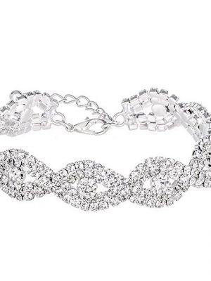 BEARSU Schmuckset "yumei Schmuck Strass Armband silberfarbenes Hochzeit Brautschmuck Armband Kristall Armband" (1-tlg)