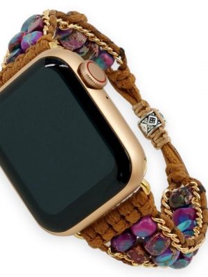 BENAVA Smartwatch-Armband "Smart Watch Band - Jaspis Perlen Lila Bunt", Handgemacht
