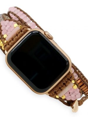 BENAVA Smartwatch-Armband "Smart Watch Band - Rosenquarz Perlen Bunt", Handgemacht