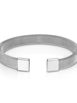 BUNGSA Armband "Armreifen flexibles Maschengeflecht Silber aus" (1 Armband, 1-tlg., inkl. Schmuckbeutel aus Organza), Bracelet Armschmuck
