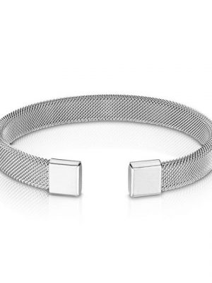 BUNGSA Armband "Armreifen flexibles Maschengeflecht Silber aus" (1 Armband, 1-tlg., inkl. Schmuckbeutel aus Organza), Bracelet Armschmuck
