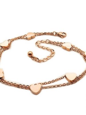 BUNGSA Armband "Bettelarmband Herzen rosegold aus Edelstahl Damen" (1 Armband, 1-tlg., inkl. Schmuckbeutel aus Organza), Bracelet Armschmuck